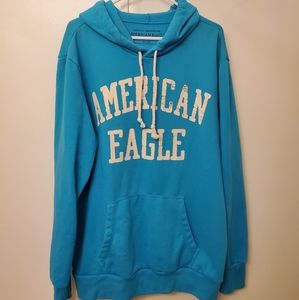 🦅 American Eagle Outfitters 🦅 Athletic Fit Men's Aqua Pullover Hoodie Size XL